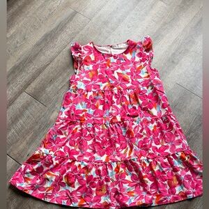 Floral Tiered Mini Dress in Bright Pink